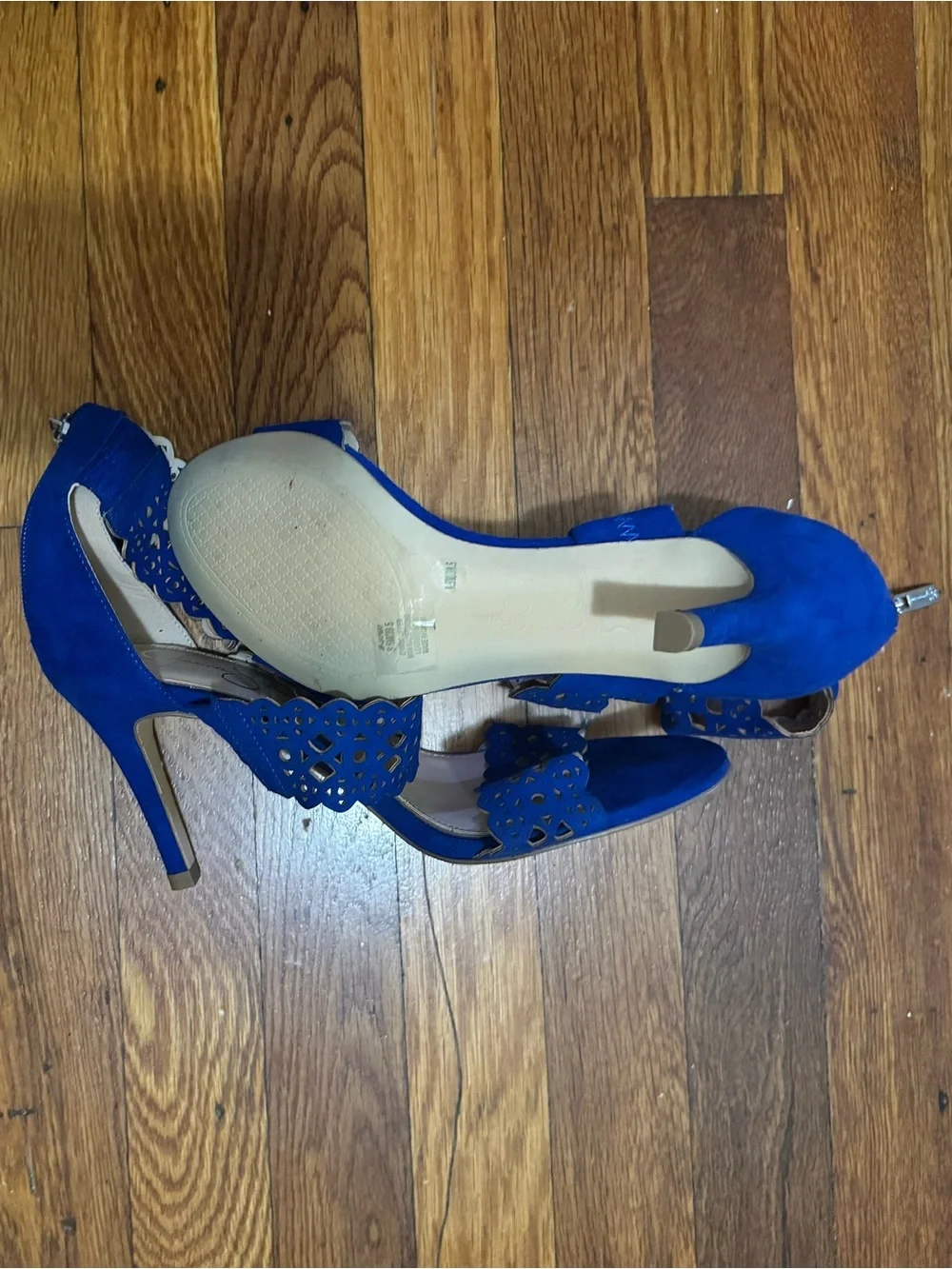 Jessica Simpson Royal Blue Laser-Cut High Heel Sandals
